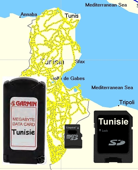 CARTOGRAPHIE ENRICHIE AVEC PISTES DE LA TUNISIE  POUR GPS GARMIN