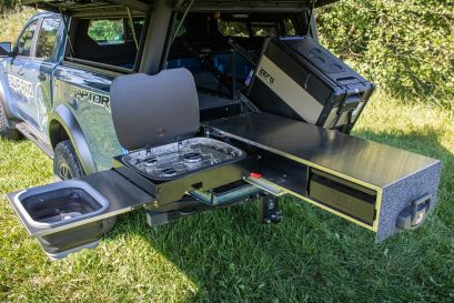 Tiroir coulissant ARB cuisine ARB pick up aménagement intérieur équipement 4x4 ford ranger raptor