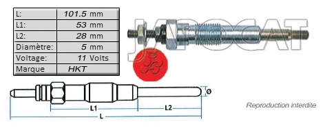 BOUGIE de PRECHAUFFAGE 11 volts HKT