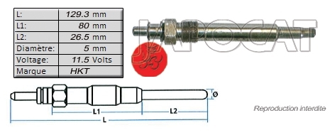 BOUGIE de PRECHAUFFAGE 11,5 volts HKT