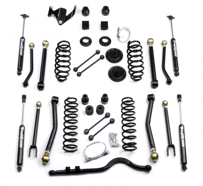 KIT DE REHAUSSE TERAFLEX +7,5CM (8 TIRANTS REGLABLES ET AMORTISSEURS) POUR JEEP WRANGLER JK 4PORTES