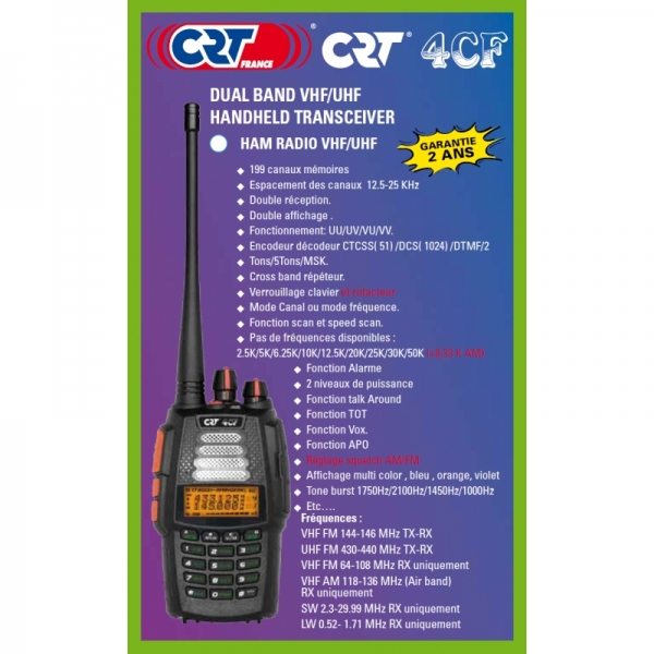 Achetez CRT - TALKIE WALKIE RADIO AMATEUR BIBANDE CRT 4 CF V2 au meilleur  prix chez Equip'Raid