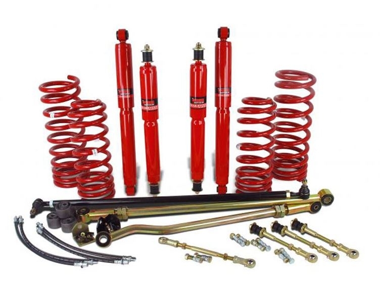 KIT DE SUSPENSION PEDDERS REHAUSSE +80/100MM TARAGE MEDIUM POUR NISSAN PATROL GRY60 5 PORTES