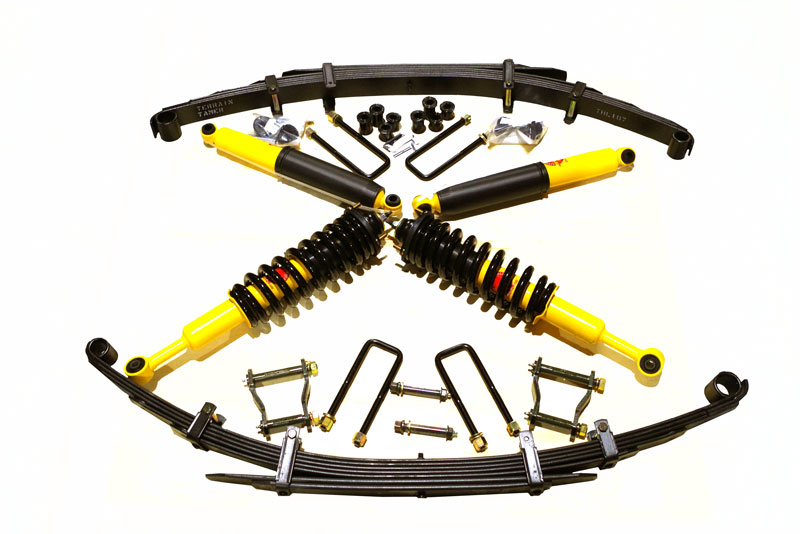 KIT DE SUSPENSION TERRAIN TAMER REHAUSSE +40/50MM AVEC COMBINE PRE-ASSEMBLE TERRAIN TAMER POUR NISSAN NAVARA D23 RESSORT ARRIERE A LAMES