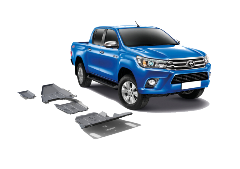 KIT DE 3 BLINDAGES ALUMINIUM 6 MM RIVAL POUR TOYOTA HILUX REVO A PARTIR DE 2015 (AVEC AD BLUE, INCLUS EURO 6)