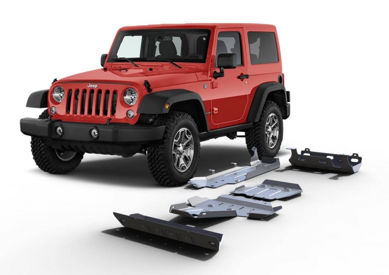 KIT DE 5 BLINDAGES ALUMINIUM 6 MM RIVAL POUR JEEP WRANGLER JK 2.8L DIESEL 4 PORTES