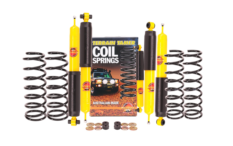 KIT DE SUSPENSION TERRAIN TAMER REHAUSSE +40/50MM POUR TOYOTA KZJ/LJ70/73 PHASE 2 DE 1990 A 1996