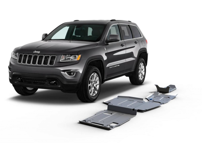 BLINDAGE ALUMINIUM 4 MM RIVAL POUR JEEP GRAND CHEROKEE WK/WK2 A PARTIR DE 2010 - KIT COMPLET 4 BLINDAGES