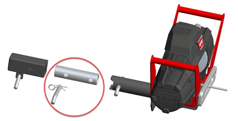 ADAPTATEUR POUR RACCORDEMENT SUR BOULE D'ATTELAGE ET BERCEAU AMOVIBLE POUR TREUIL