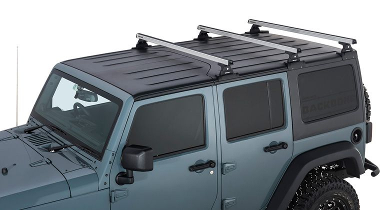 KIT BACKBONE BARRES DE TOIT HEAVY DUTY RHINO RACK 1500 MM GRISES POUR JEEP WRANGLER JK 4 PORTES (AVEC PIEDS RLT600)