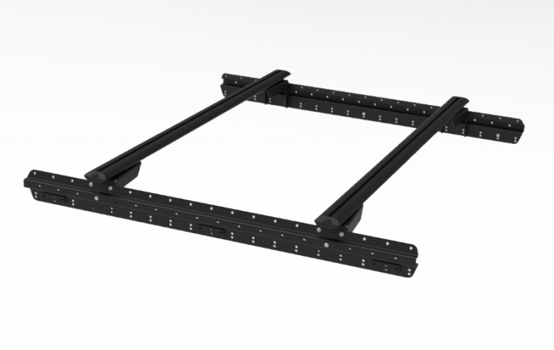 MULTI RACK SYSTEM BAS TECHNIC OFFROAD POUR PICK UP DOUBLE CABINE AVEC 2 BARRES DE TOIT RHINO RACK VORTEX NOIRE 1500 MM