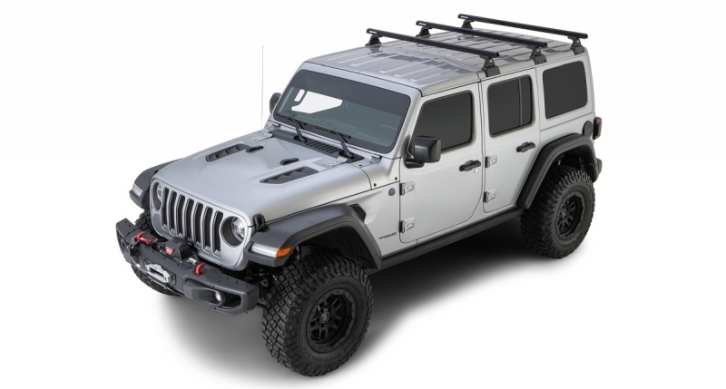 KIT BACKBONE BARRES DE TOIT HEAVY DUTY RHINO RACK 1500 MM NOIRES POUR JEEP WRANGLER JL 4 PORTES (AVEC PIEDS RLT600)