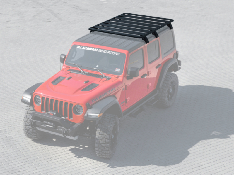 KIT GALERIE DE TOIT MODULAIRE RIVAL EN ALUMINIUM NOIR POUR JEEP WRANGLER JLU A PARTIR DE 2017 (1715 x 1430 MM)