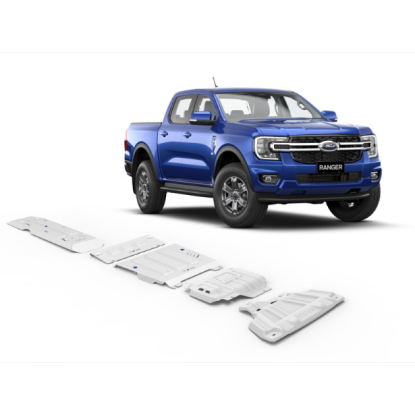 KIT DE 5 BLINDAGES ALUMINIUM 6 MM RIVAL POUR FORD RANGER A PARTIR DE 2023