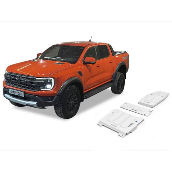 KIT DE 3 BLINDAGES ALUMINIUM 6 MM RIVAL POUR FORD RANGER RAPTOR A PARTIR DE 2023