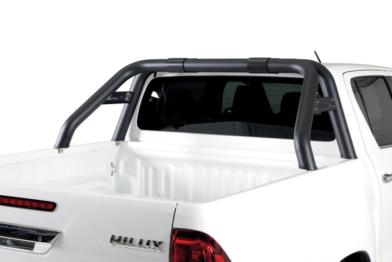 ROLL BAR INOX DOUBLE TUBE 76MM POUR TOYOTA HILUX REVO A PARTIR DE 2016 AVEC PLAQUE LATERALE - THERMOLAQUE NOIR