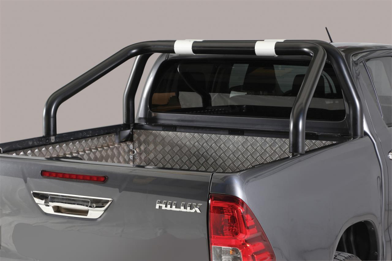 ROLL BAR INOX NOIR DOUBLE TUBE 76MM POUR TOYOTA HILUX REVO A PARTIR DE 2016 - THERMOLAQUE NOIR