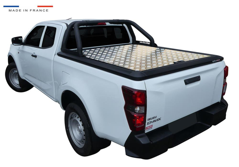 TONNEAU COVER ALUMINIUM V2 POUR ISUZU D-MAX DOUBLE CABINE A PARTIR DE 2020 - Plaque centrale striée aluminium