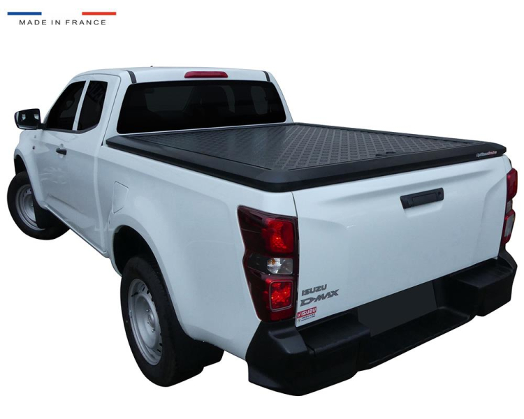 TONNEAU COVER ALUMINIUM NOIR V2 POUR ISUZU D-MAX DOUBLE CABINE A PARTIR DE 2020 - Plaque centrale striée aluminium thermolaquée noir