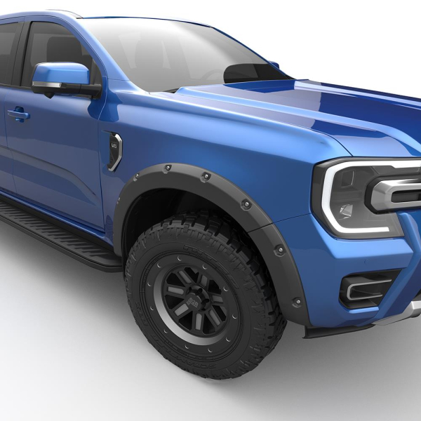 ELARGISSEURS D'AILES NOIR POUR FORD RANGER DOUBLE CABINE XLT A PARTIR DE 2023 - BOULONS APPARENTS