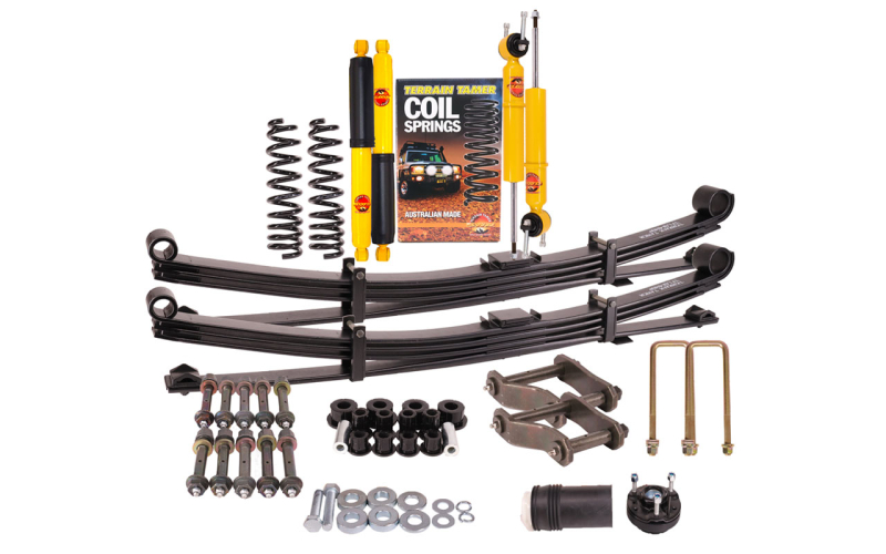 KIT DE SUSPENSION TERRAIN TAMER REHAUSSE +40/50MM AVEC LAMES PARABOLIQUES +400-700 KG POUR FORD RANGER PX IV / VOLKSWAGEN AMAROK A PARTIR DE 2023