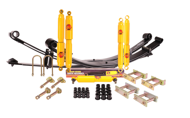 KIT DE SUSPENSION TERRAIN TAMER REHAUSSE +40/50MM AVEC LAMES PARABOLIQUES POUR TOYOTA LANDCRUISER BJ40 AVANT 1980