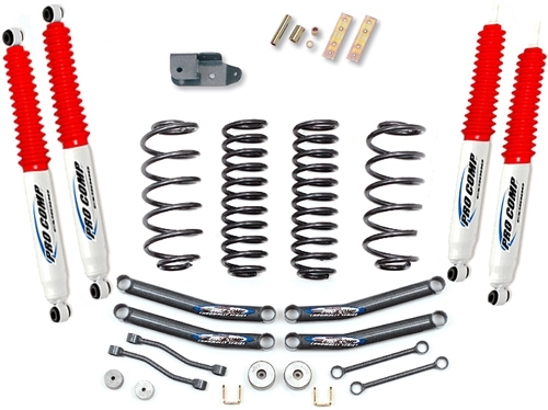 KIT COMPLET SUSPENSION PROCOMP REHAUSSE +100MM SERIE 1 POUR JEEP WRANGLER TJ DE 1996 A 2002