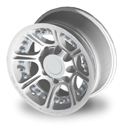 JANTE ALUMINIUM DOUBLE BEADLOCK HUTCHINSON 8.5 x 17 HUMMER GRIS CLAIR BRILLANT