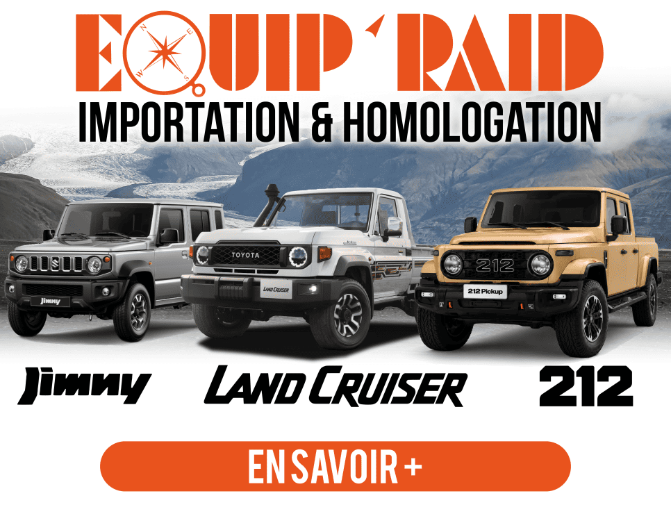Importation et homologation suzuki jimny et toyota land cruiser 4x4 equip'raid