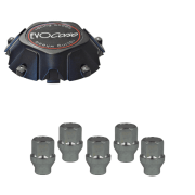 KIT VISSERIE 14X1.50 CHROME ET CACHE MOYEU noir (POUR UNE JANTE)