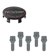 KIT VISSERIE 14X1.50 CHROME ET CACHE MOYEU NOIR (POUR UNE JANTE)