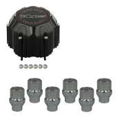 KIT VISSERIE 12X1.25 CHROME ET CACHE MOYEU NOIR (POUR UNE JANTE)