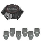 Kit visserie 12x1.50 chrome et cache moyeu noir (pour une jante)