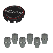 Kit visserie 12x1,50 chrome et cache moyeu noir (pour une jante)