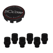 Kit visserie 12x1,50 noir et cache moyeu noir (pour une jante)