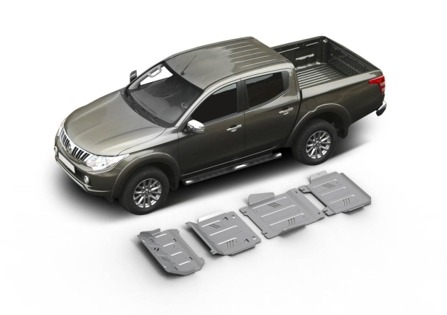 KIT DE 4 BLINDAGES ALUMINIUM 6 MM RIVAL POUR MITSUBISHI L200 ET FIAT FULLBACK A PARTIR DE 2015 