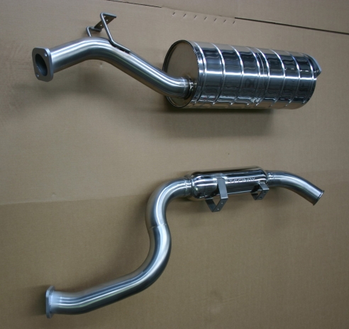 ECHAPPEMENT INOX : SILENCIEUX CENTRAL ET TUBE ARRIERE AVEC RESONATEUR (pour cellule CC) POUR TOYOTA LAND CRUISER HZJ79 DE 1999- 4.2L D