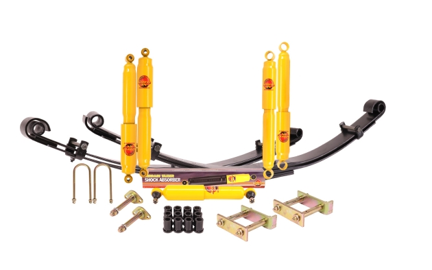 KIT DE SUSPENSION TERRAIN TAMER REHAUSSE +40/50MM AVEC LAMES PARABOLIQUES POUR TOYOTA LANDCRUISER BJ45 AVANT 1980