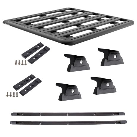 KIT GALERIE DE TOIT RHINO RACK PIONEER 6 1300 X 1240 MM ET PIEDS RLT600 POUR NISSAN NAVARA DC D23 NP300 2015+