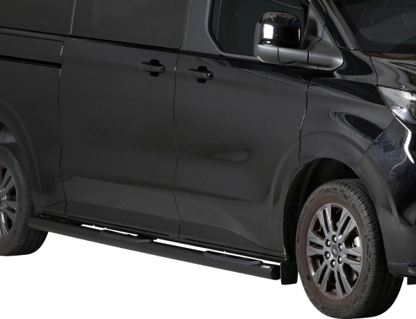 MARCHE PIEDS TUBES RONDS POUR FORD TRANSIT CUSTOM 2023+ THERMOLAQUE NOIR