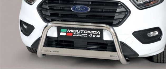 PROTECTION AVANT TUBULAIRE 63MM PARE BUFFLE INOX HOMOLOGUEE CE POUR FORD TRANSIT CUSTOM 2018-2022