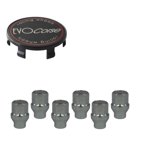 KIT VISSERIE 12X1.50 CHROME ET CACHE MOYEU noir (POUR UNE JANTE)