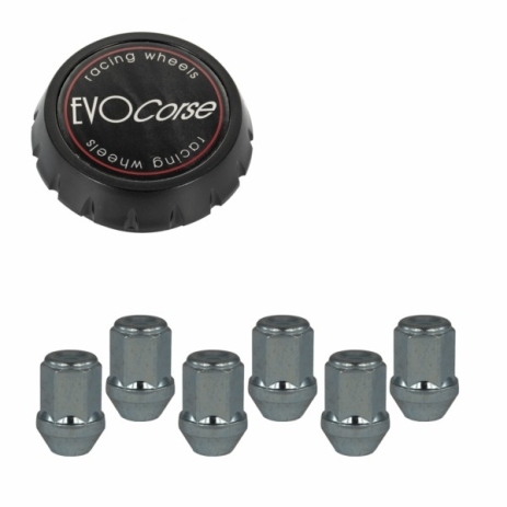 KIT VISSERIE 14X1.50 INOX ET CACHE MOYEU noir (POUR UNE JANTE)