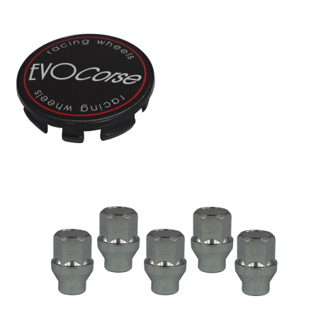 KIT VISSERIE 14X 1.50 CHROME ET CACHE MOYEU NOIR (POUR UNE JANTE)