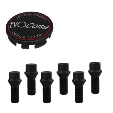 KIT VISSERIE 14X1.50 NOIR ET CACHE MOYEU (POUR UNE JANTE)