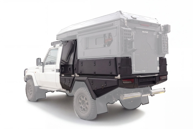 Kit plateau australien Alublack avec coffres de rangement compatible ModCAP pour Toyota Land Cruiser 79 simple cabine