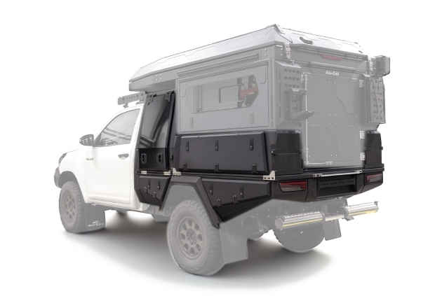 Kit plateau australien Alublack avec coffres de rangement compatible ModCAP pour Toyota Hilux 2016+ simple cabine