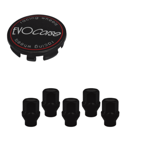 KIT VISSERIE 14X1.50 NOIR ET CACHE MOYEU (POUR UNE JANTE)