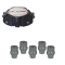 Kit visserie 14x1.50 chrome et cache moyeu noir/gris (pour une jante)