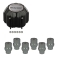 Kit visserie 12x1,25 chrome et cache moyeu noir/ gris brossé (pour une jante)